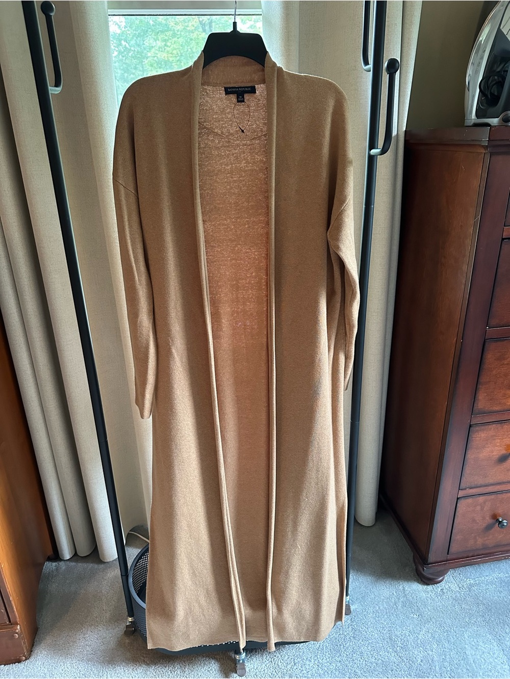 Long Open-Front Women's Sweater Cardigan Duster - Camel